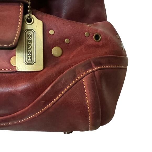 Rare Vintage Limited Edition Coach Burgundy Studded Expandable Soho Satchel 9642 - Picture 4 of 14